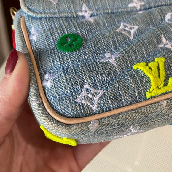 💙LV DENIM💙Louis Vuitton denim Pochette on chain - Picture 10 of 14